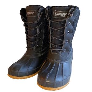 ❄️Khombu, Women Snow Black/Grey Faux Fur Sherpa Lined Duck Boots Shoes, sz 8